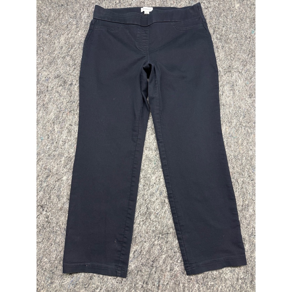 Liz Claiborne Mens Black Pull On Straight Leg Elastic Waist Pants Size L